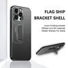 Luxo metal escondido suporte para suporte caso do telefone para iphone 15 14 13 pro max plus lente completa proteger titular liga placa traseira capa