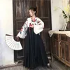 Ethnische Kleidung Japanischer Stil Frau Kimono Sommermode Blumen Haori Mädchen 2 Stück Top und Rock Outfits Vollarmkleid für Frauen