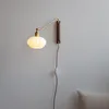 Wall Lamp All Copper Rotating Wooden Bedroom Bedside Socket Type With Switch Study Background Rocker Arm