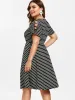 Wipalo Plus Size Striped A Line Dress Criss Cross Sleeve Elastic Waist Dress Summer Casual Work Dresses Women Dress Vestidos Y200120