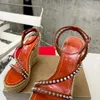 Spiked heel sandals Woven sole punk Solid color lambskin platform designer Factory footwear with box