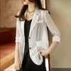 Damespakken blazers herfst winter Koreaanse solide mode casual blazer simple bijgesneden mouwen kantoor dame lady jas elegante esthetische kleding vrouw 230418