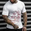 Herren T-Shirts Sommer Herren T-Shirt 3D Kokosnussbaum Druck Hawaiian Kurzarm Mode Strandkleidung Übergroß