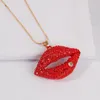 2020 na moda quente-sexy lábios vermelhos colar senhoras strass jóias colar estilo sexy cor de ouro corrente necklacs para presentes de festa moda jóias colar sexy
