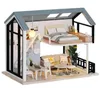 CUTEBEE DIY Puppenhaus-Set, Puppenhäuser aus Holz, Miniaturmöbel mit LED-Spielzeug für Weihnachtsgeschenk QL02 2109106018439