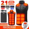 Gilets pour hommes 21zone auto-chauffant gilet quatre commutateur contrôle hommes USB veste chauffante femmes vêtements chauffants électriques configurer 5V / 16000mAh batterie 231118