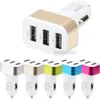 3 USB -billaddare Adapter 2.1A Metal Car Chargers USB Socket Auto Chargers för Samsung iPhone 14 15 LG Xiaomi S1