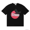 Designer Fashion Clothing Tshirt Luxury Mens Casual Tees Trend Brand Rhude High Street Style Black Peace Pigeon Print Double Yarn Pure Cotton Short Sleeve Tshirt Mal