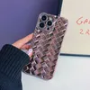 Electroplating 3D Woven Texture Phone Case For iPhone 14 Plus 13 12 11 Pro Max Vintage Plating Cover Soft Shockproof Bumper