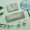 Tangentbord Yunzii Spring Tea 145 Full Key Dye Sub PBT Custom KeyCap med tangentdragare för Cherry Gateron MX Switch Mechanical Gaming Keyboard 231117