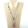 Moda bohemijska plemienna beżowa joga joga biżuteria Amazonite Stone Buddha Naszyjnik dla kobiet Lariat Naszyjniki modowe biżuteria biżuteria akcesoria biżuterii