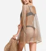 Moda feminina malha de roupas de banho de malha de vestido Tassel Tassel Sexy Fishnet Bikini Beach Blouse PLUS TAMANHA BLAT BLACH Silver