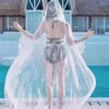 Kobiety damskie damskie, cienkie koronkowe kardigan letni wakacyjny krem ​​przeciwsłoneczny z bikini stroju kąpielowym