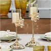 Candle Holders Romantic Rose Crystal Home Decoration Ornaments Glass Candlestick Drop Delivery Garden Dhgarden Dhu8O