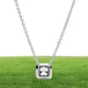 100 925 Sterling Silver Square Sparkle Halo Collana Moda Donna Accessori per gioielli di fidanzamento di nozze4914846