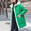 여자 트렌치 코트 Heeneberry 2023 겨울 여자 재킷 암컷 긴 후드 겉옷 따뜻한 두꺼운 슬림 파카 자켓