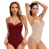 Waist Tummy Shaper Underwire White Bodysuit Women Shapers Stretch Solid Color Silky Underwear Bodysuits Shapewear 230417