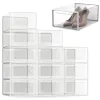 Shoe Storage Boxes Clear Plastic Stackable Shoe Organizer for Closet Foldable Shoes Containers Bins Holders 10 pcs