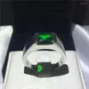 Anel de casamento de moda de anéis de cluster para homens Princesa corte 3ct Verde 5A Zircão CZ 925 Banda de aniversário de prata de prata esterlina