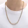 Hip Hop Jewelry 4mm Iced Out CZ Zircon Diamond Chain 18K Guldpläterad anpassad rostfritt stål Tenniskedjan halsband