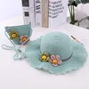 New children's sunscreen hat Sun hat Princess beach hat wave straw hat sunscreen visor hat Princess hat bag set