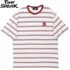 Męskie tshirty Hip Hop Streetwear Tshirt Vintage Retro Striped T Shirt Harajuku Cotton Casual Tshirt Men Summer Short Sleeve TEES 230417