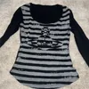 Dames T-shirt Xingqing Gothic Grunge Tops Y2K Aesthetic Striped Long Sleeve T Shirts 2000s Graphic Tee Dark Academia Kleding E Girl Streetwear 230418