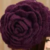 Chapéus de malha de boina bonés de inverno lã feminina doce e adorável flor
