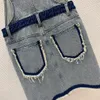 Women short skirt designer denim suspender skirt fashionable chest pocket embroidered logo pocket dress women clothing Nov 17 11