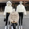 Women's Fur Faux Fur Style Fur Coat Woman Real Fox Fur Coat Collar Hood Full Length Sleeves Natural Fur Jacket Autumn And Winter Clothing 231117