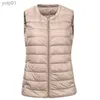 Piumino da donna Autunno Inverno Donna Ultra leggero sottile piumino d'anatra Gilet senza maniche O-Collo Cerniera Gilet Antivento Piumino Fe Giubbotti trapuntatiL231118