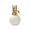 Storage Bottles Jars European Ceramic White Golden Animal Jewelry Box Household Round Candy Small Object Exquisite Decoration 230418