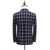 Men's Suits (Jackets Vest Pants) 2023 Clothing Men Pure Cotton Plaid Business Blazers/Male Slim Fashion Male Groom Dress Three-piece Suit