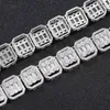 13mm 7/8 pouces hommes Bracelet chaînes lien 18K plaqué or Bling CZ Baguatte Bracelets hommes Hip Hop glacé Punk bijoux