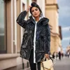 Parkas de plumón para mujer, chaquetas de invierno gruesas y cálidas de tela brillante a la moda, abrigos acolchados de algodón para mujer, Parkas de longitud media para otoño 2023 L231118