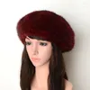 Berets Style Winter Woman's Mink Knit Natural Real Fur Beret echte van middelbare leeftijd en oudere wollen hoed