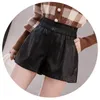 Women's Shorts LJSXLS Elastic High Waist Wide Leg Biker Shorts Autumn PU Leather Shorts Women Femme Casual Ladies Shorts Black Short Mujer 230418