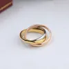 European and American fashion style three ring bracelet gold plated three color bracelet cartis classic style all match jewelry designer for women