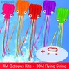 kite accessories 4m 4m Octopus Kites with Handleling Flying Toys Kids Outdoor Sports Summer Game Game Walk in Sky Nylon Skelebless Kitel231118