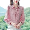 Bluzki damskie Temperament Koszulka Kobiety 2023 Spring w paski w paski długotropijany luźne mody Simple
