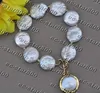 Strand Z11528 8" 17mm Pièce Blanche Perle D'eau Douce Bracelet Pendentif