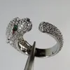 Panthere Ring Leopard Head Emerald Big For Man Designer Diamond Emerald Gold Plated 18K Öppningsdesign Lyxig utsökta gåva med ruta 004