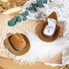 10 peças caixas de joias personalizadas caixa de anel de desenho animado caixa de chapéu jeans ocidental reunindo armazenamento criativo caixa de joias marrom 231118
