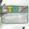 Other Fashion Accessories Many Color Embroidery Letters Clear Flat Nylon Pouch Bag Portable Waterproof With Metal Zipper Pouches Bag Dhspi