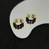 Pearl agate earrings Europe and the United States retro C ring studs personality net red temperament earrings trend celies jewelry