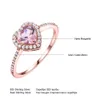 Wedding Rings UMCHO Pink Morganite Rings for Women 925 Sterling Silver Ring Heart Engagement Wedding Band Valentine's Day gift Fine Jewelry231118