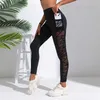 Leggings Femmes Femmes Maille Épissée Leggings Sexy Creux Out Leggings Taille Haute Extensible Fitness Bout À Bout Mode Gym Collants De Course T231118