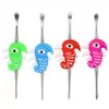 9 Types Dabber Dab Cartoon Wax Tool Titanium Nagels Siliconen Roestvrij Staal 123mm Gereedschap Rigs Metaal Wasachtig Roken Schedel Komkommer IJs Hotdog Pizza Hamburger Boom