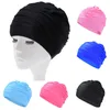 Swimming caps 1PC haute élastique bonnet de bain hommes femmes taille libre solide fleurs imprimé cheveux longs sport natation piscine chapeau Nylon Turban P230418nice