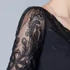 Женские блузки с длинным рукавом кружевная рубашка женские рубашки черные топы Blusas Mujer de Moda 2023 Chemise Femme Plus Size Clothing